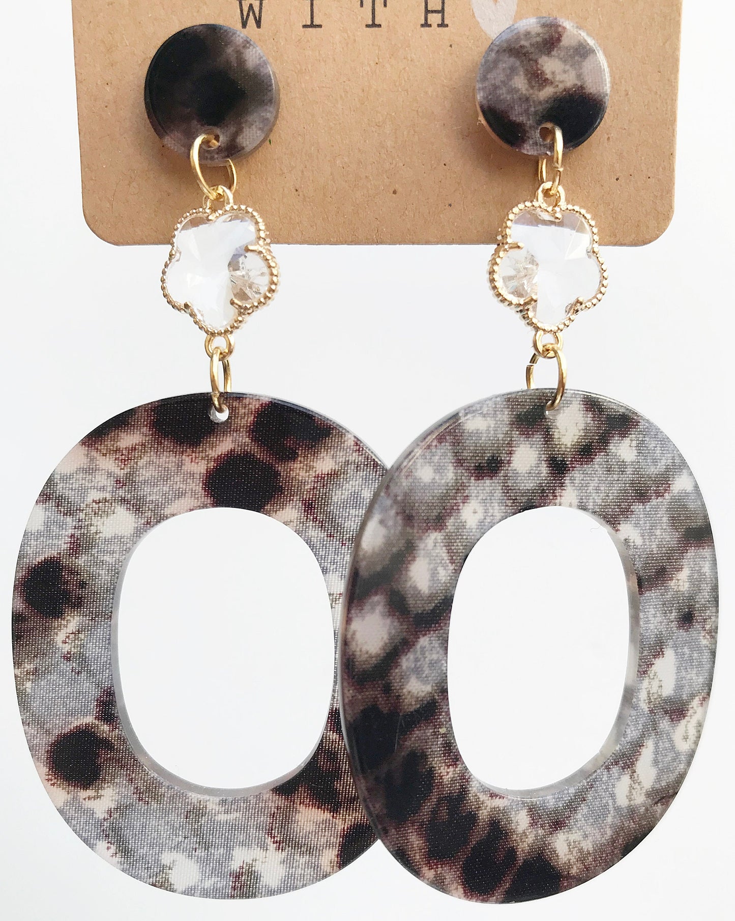 Boho Statement Earrings - Gray Reptile Look | Large Dangle Earrings | Ibiza Jewelry Collection