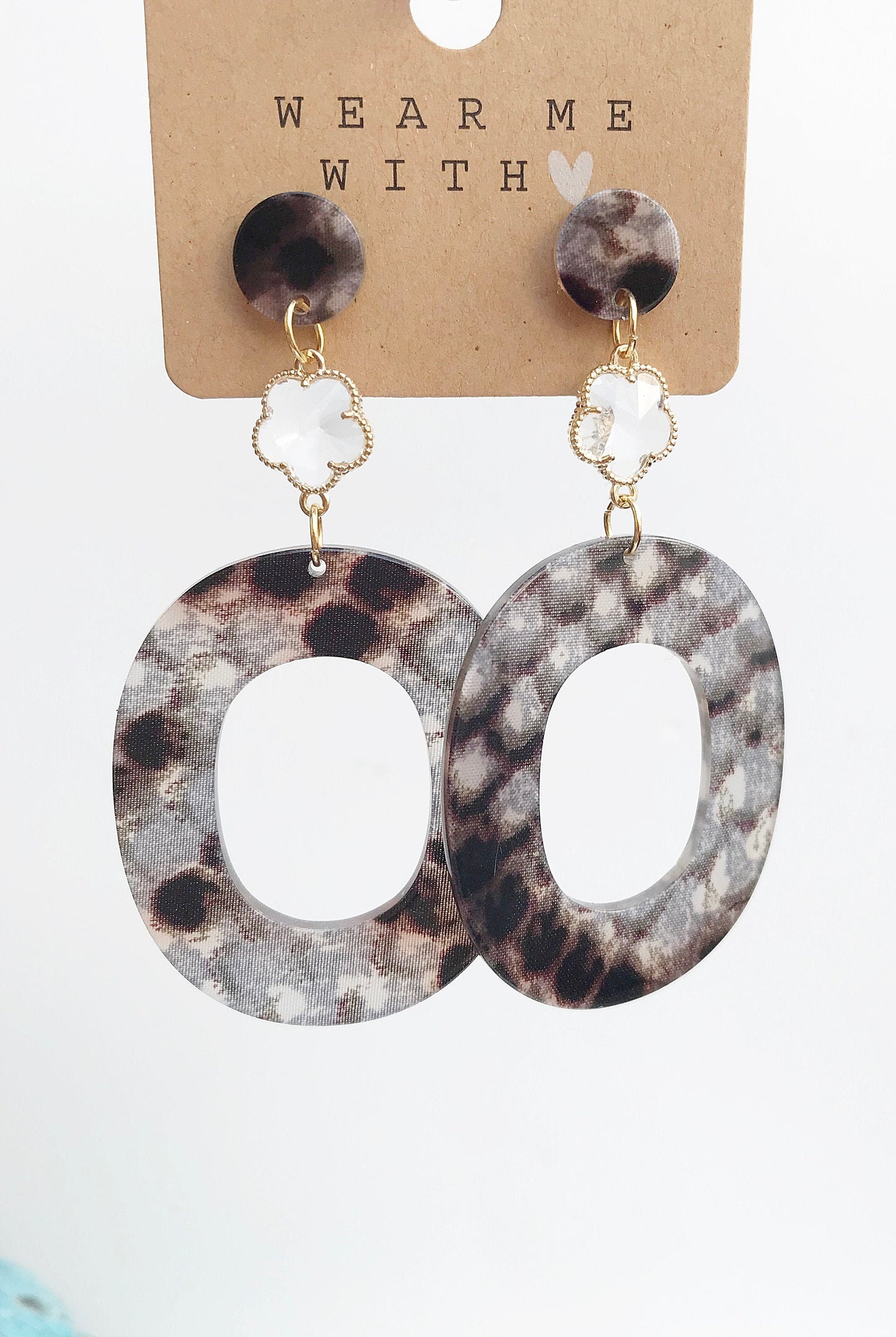 Boho Statement Earrings - Gray Reptile Look | Large Dangle Earrings | Ibiza Jewelry Collection