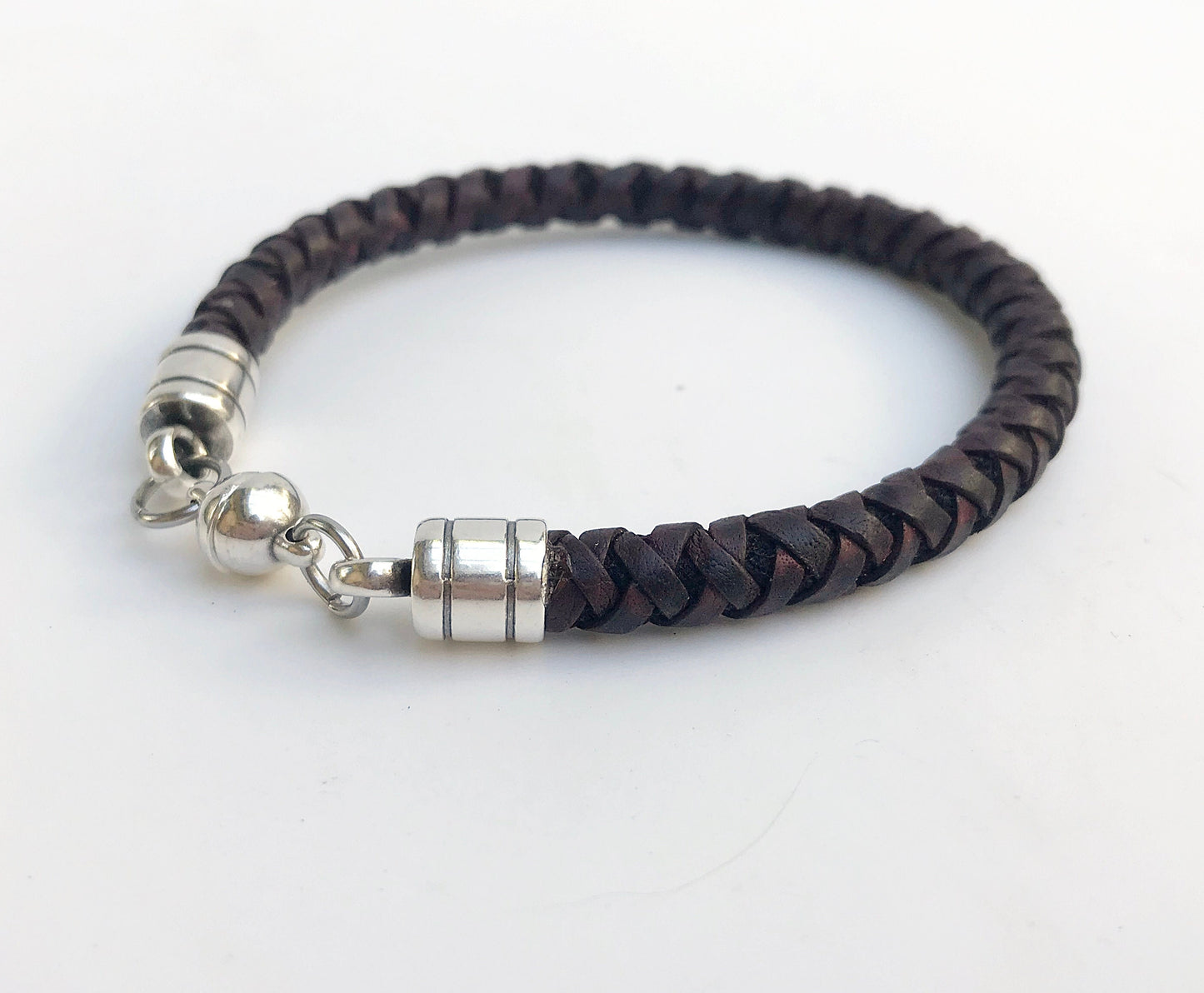 Men's Braided Leather Bracelet YVES | Boho Style Magnetic Clasp