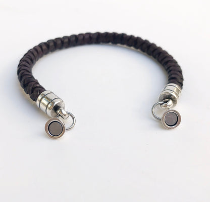 Men's Braided Leather Bracelet YVES | Boho Style Magnetic Clasp