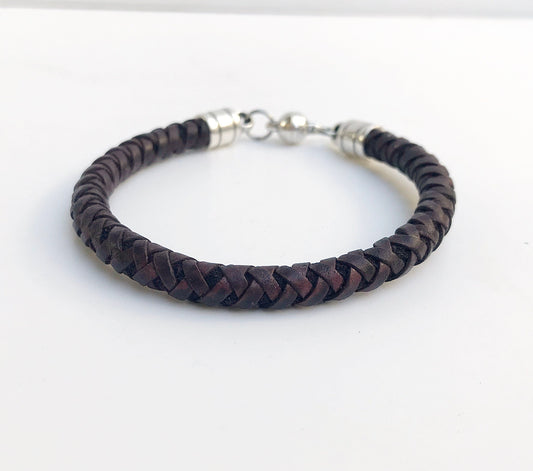 Men's Braided Leather Bracelet YVES | Boho Style Magnetic Clasp