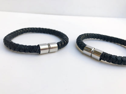 ROBERT Braided Leather Bracelet | Unisex Boho Magnetic Clasp | L XL Sizes