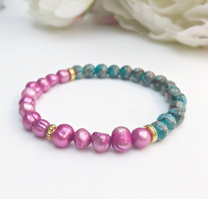 Handmade Boho Pearl Bracelet | Gold-Plated | Freshwater Pearls | Unique Ibiza Style | Women's Jewelry