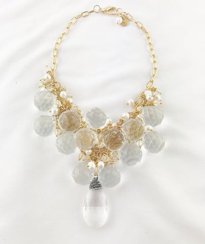 Elegant Bohemian Multi-Strand Pearl Necklace | Gold-Plated Crystal & Freshwater Pearl Statement Jewelry