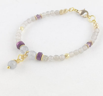 Delicate Gold Agate Bracelet | FABIOLA Boho Gemstone Jewelry for Women | Ibiza Style