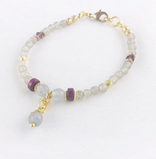 Delicate Gold Agate Bracelet | FABIOLA Boho Gemstone Jewelry for Women | Ibiza Style