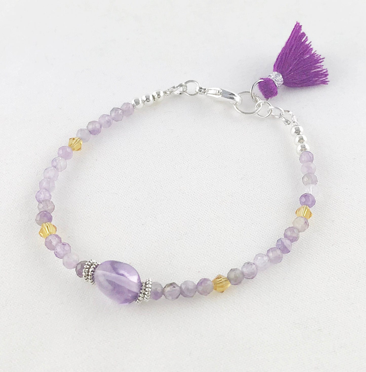 Delicate Amethyst Beaded Bracelet | FEMKE Silver Boho Style | Handcrafted Gemstone Jewelry for Women