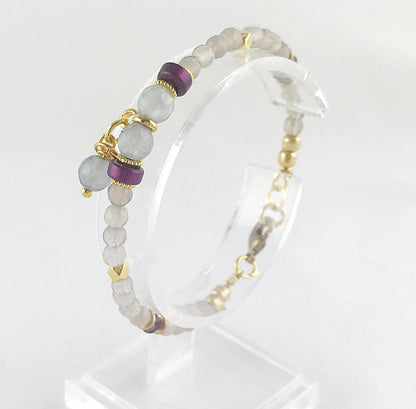 Delicate Gold Agate Bracelet | FABIOLA Boho Gemstone Jewelry for Women | Ibiza Style