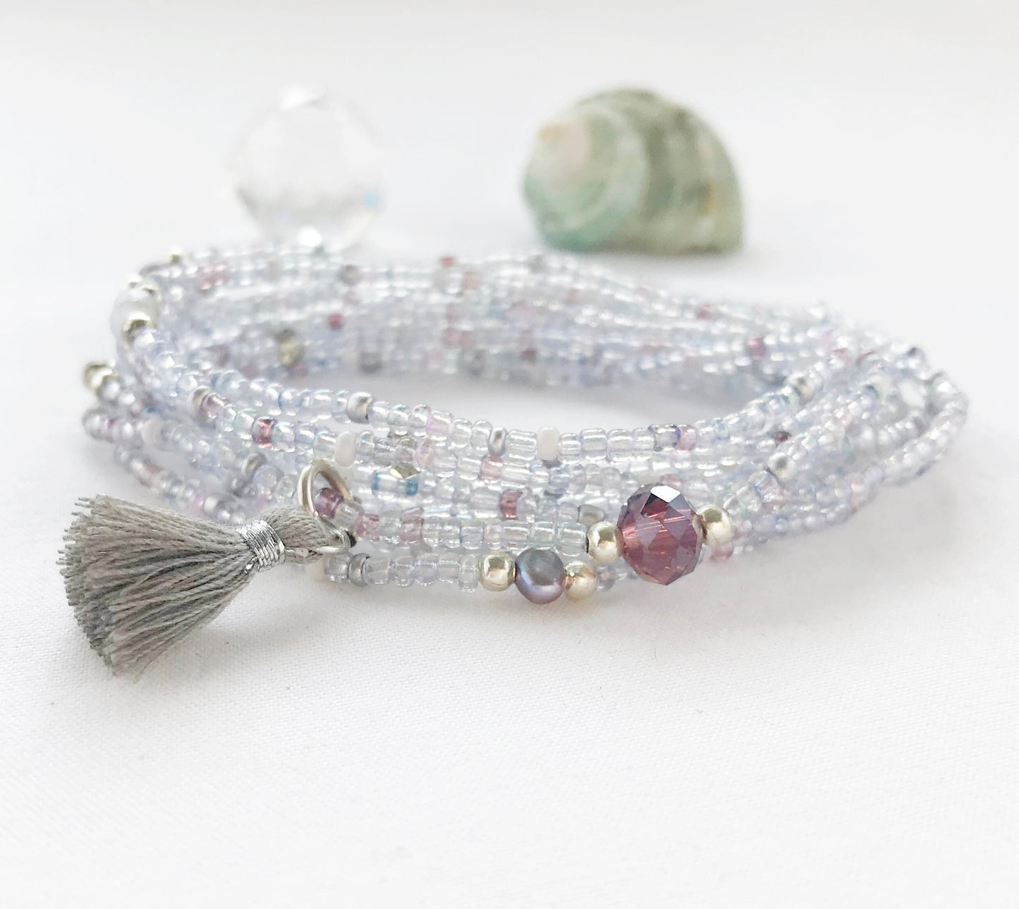 Boho Wrap Bracelet: Fairy Magic Tassel | Handcrafted Pearl & Glass Bead Jewelry | bizaSchmuck