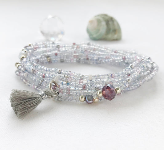 Boho Wrap Bracelet: Fairy Magic Tassel | Handcrafted Pearl & Glass Bead Jewelry | bizaSchmuck