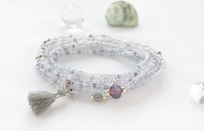 Boho Wrap Bracelet: Fairy Magic Tassel | Handcrafted Pearl & Glass Bead Jewelry | bizaSchmuck