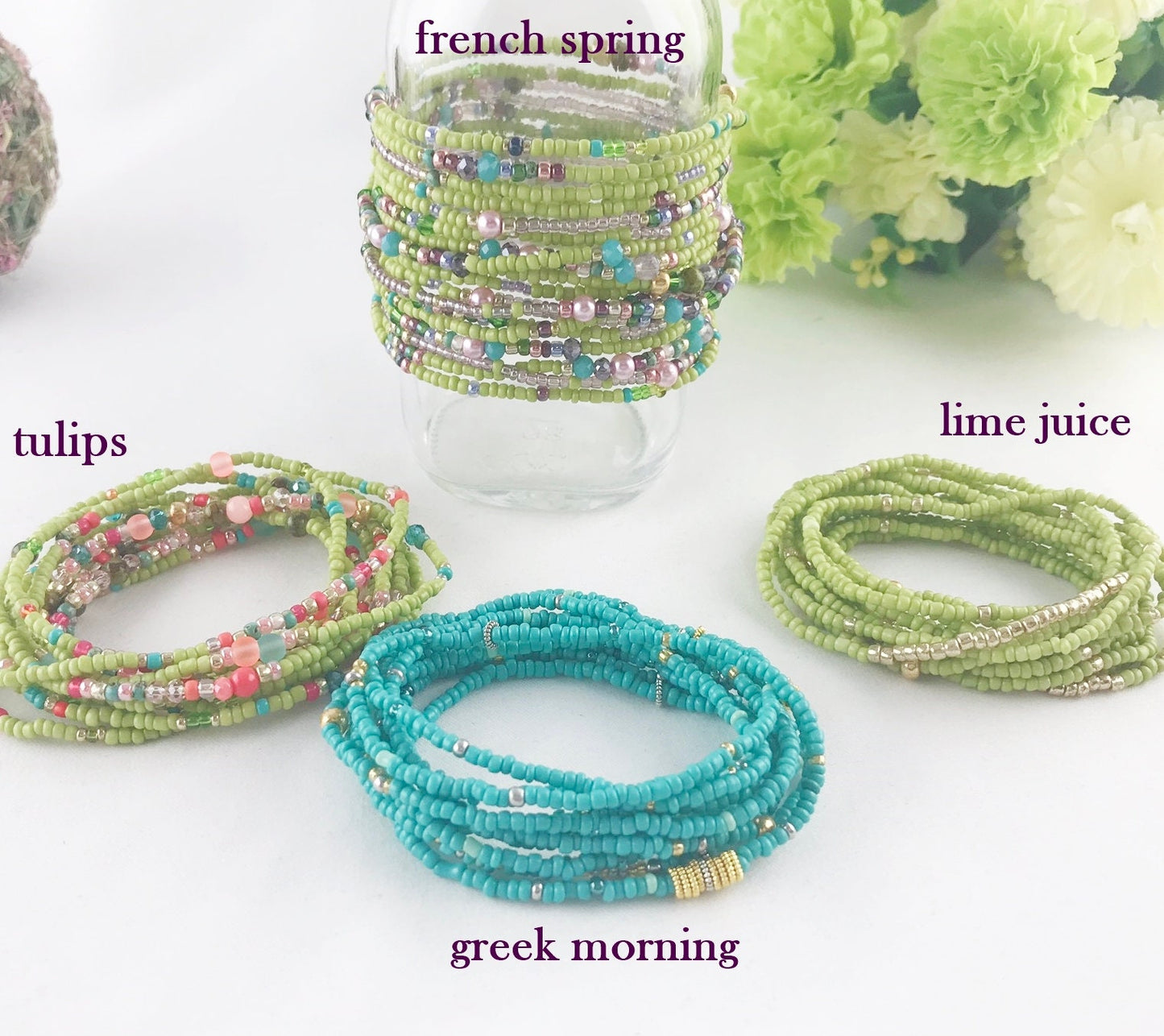 Delicate Boho Wrap Bracelet 'French Spring' - Multi-Color Glass Bead Jewelry for Women