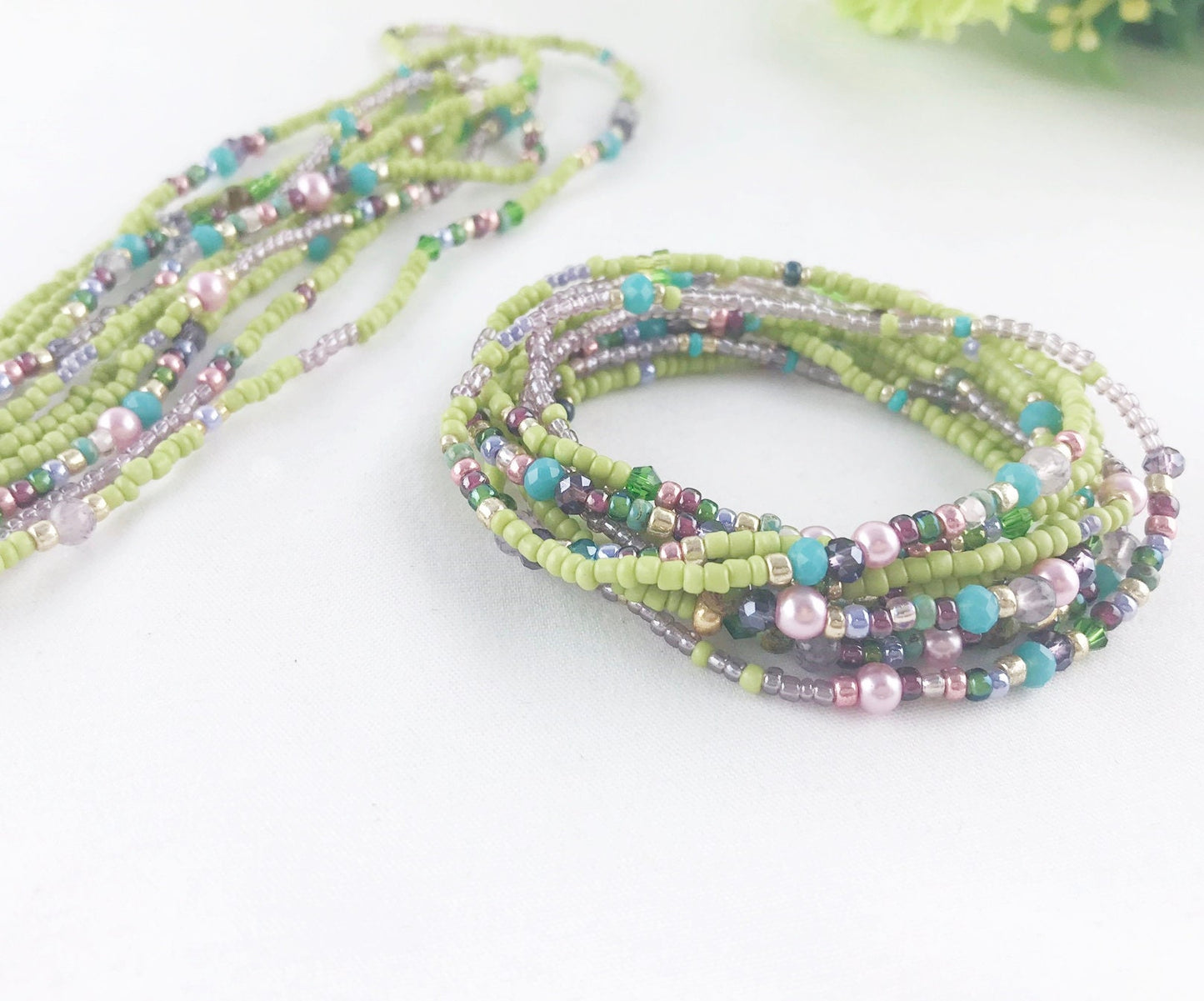 Delicate Boho Wrap Bracelet 'French Spring' - Multi-Color Glass Bead Jewelry for Women