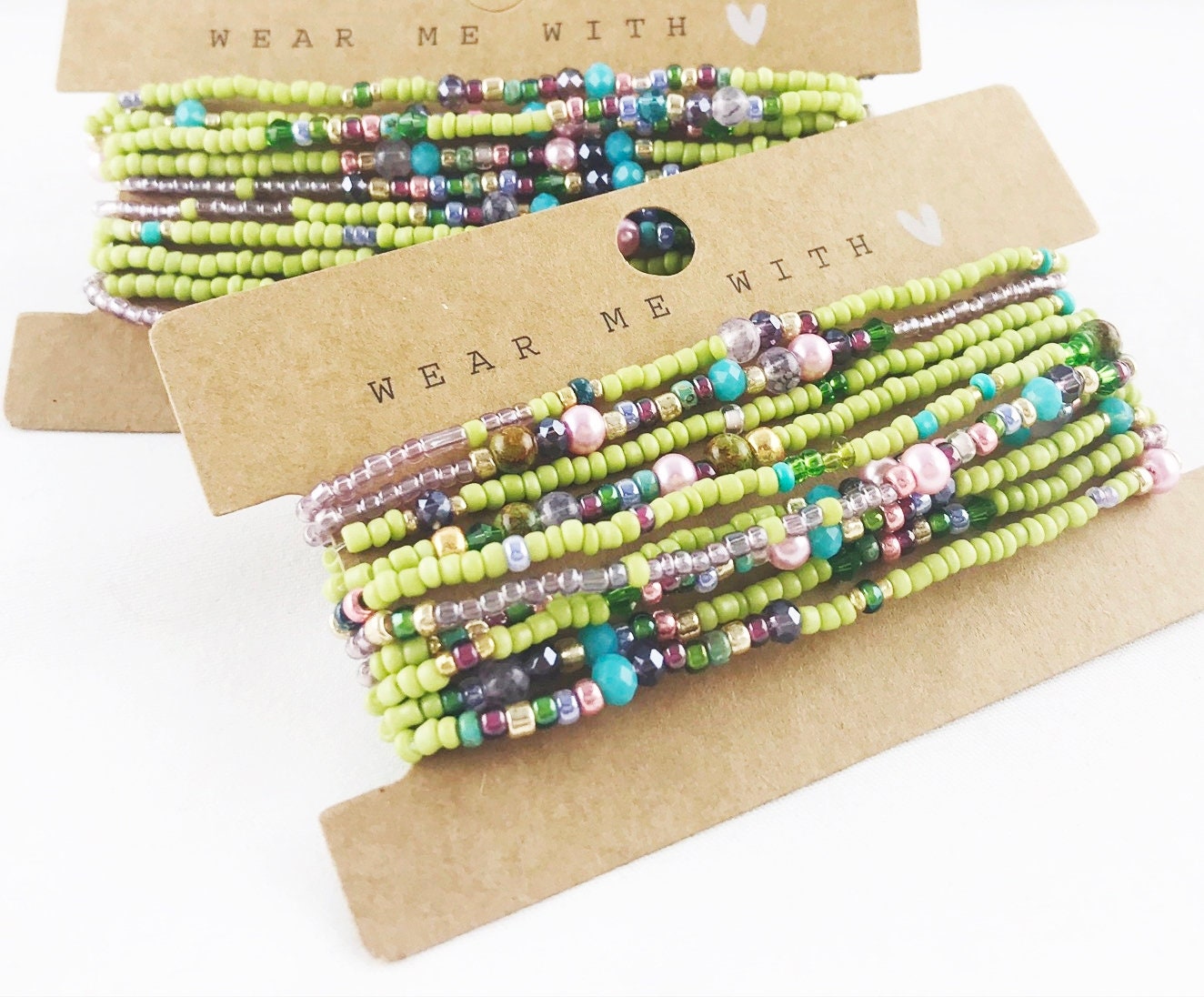 Delicate Boho Wrap Bracelet 'French Spring' - Multi-Color Glass Bead Jewelry for Women