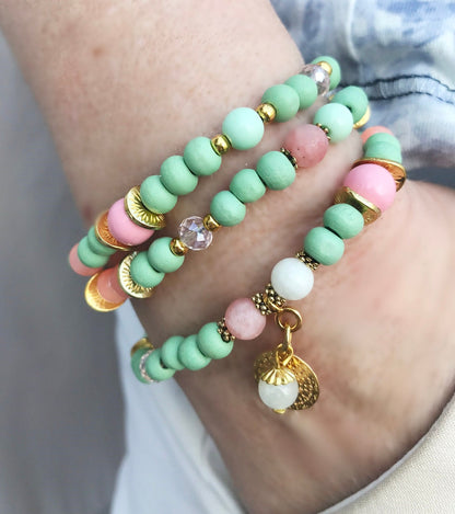 Boho Wrap Bracelet | Jade & Mandala Multi-Strand Charm Bracelet | Ibiza Jewelry