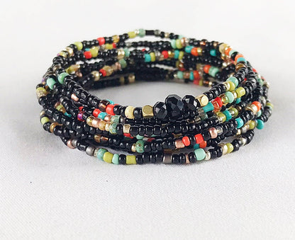 Shiny Shiver Boho Wrap Bracelet | Handmade Multi-Color Glass Bead Jewelry for Women