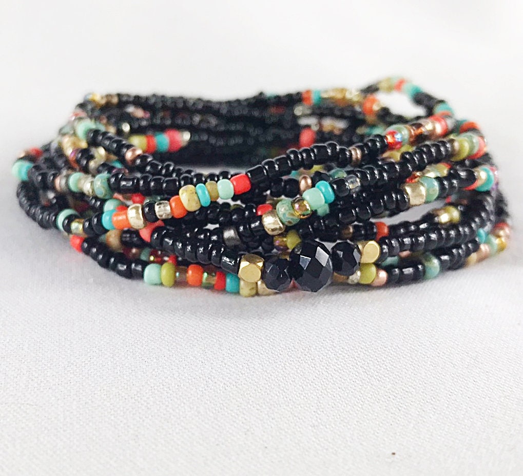 Shiny Shiver Boho Wrap Bracelet | Handmade Multi-Color Glass Bead Jewelry for Women