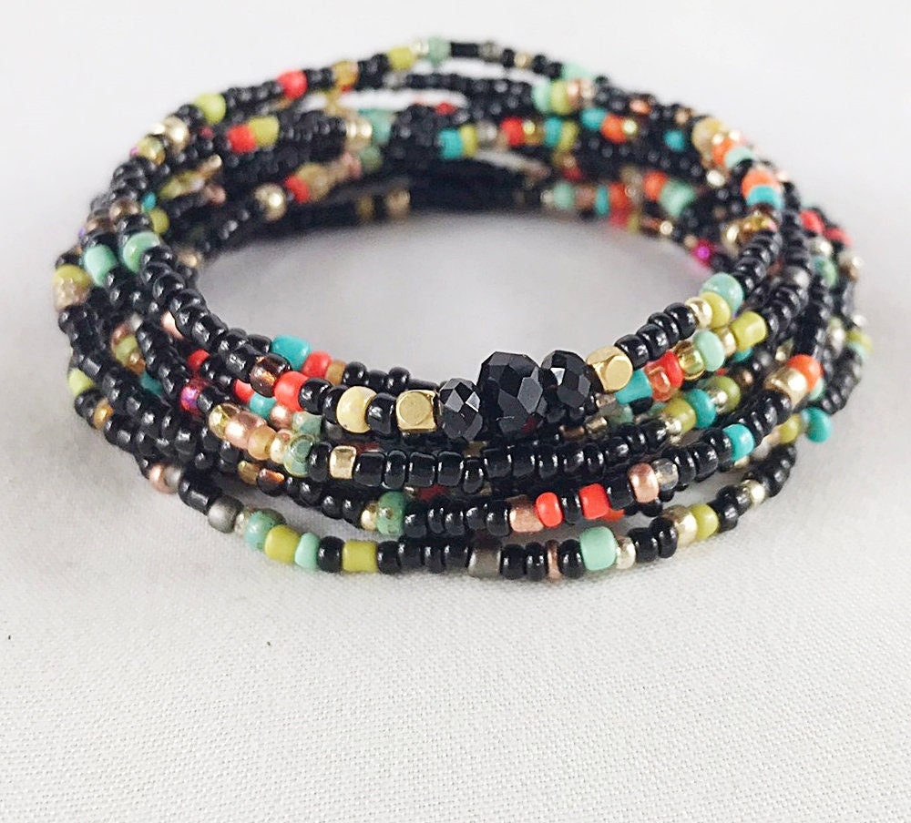 Shiny Shiver Boho Wrap Bracelet | Handmade Multi-Color Glass Bead Jewelry for Women