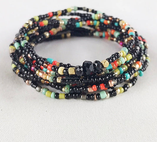 Shiny Shiver Boho Wrap Bracelet | Handmade Multi-Color Glass Bead Jewelry for Women