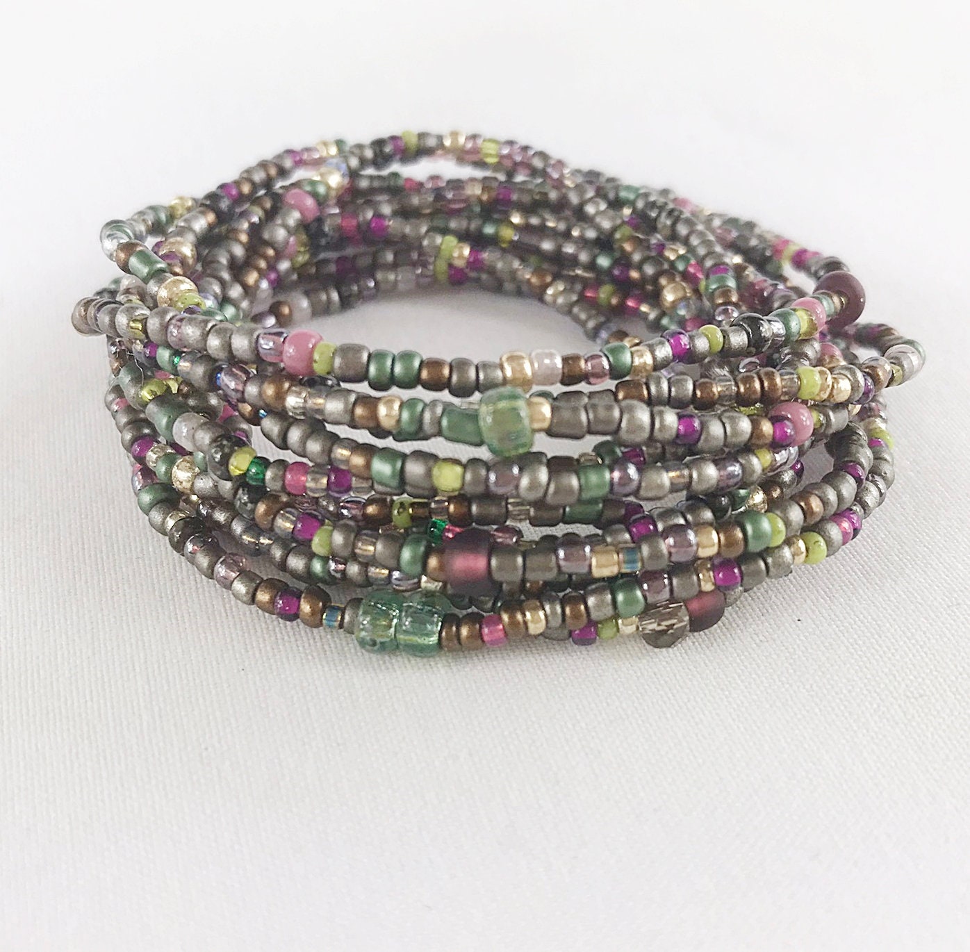 Mystic Boho Druids Herb Wrap Bracelet | Multi-Color Glass Bead Jewelry | Handmade Ibiza Style Accessory