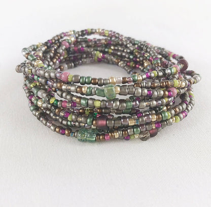 Mystic Boho Druids Herb Wrap Bracelet | Multi-Color Glass Bead Jewelry | Handmade Ibiza Style Accessory