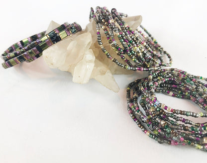 Mystic Boho Druids Herb Wrap Bracelet | Multi-Color Glass Bead Jewelry | Handmade Ibiza Style Accessory