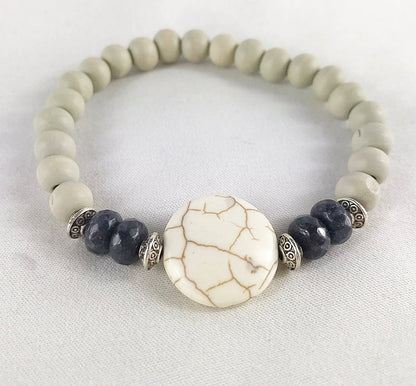 MAX Men's Beaded Bracelet | Boho Style | Jade & Howlite | Silver-Plated Accents