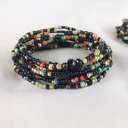 Shiny Shiver Boho Wrap Bracelet | Handmade Multi-Color Glass Bead Jewelry for Women