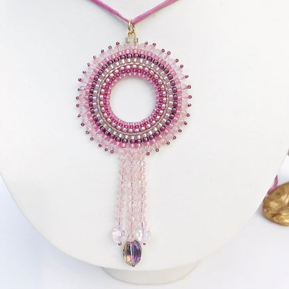 Delicate Handmade Boho Mandala Necklace - Rose Gold Miyuki Beads | Ibiza Style