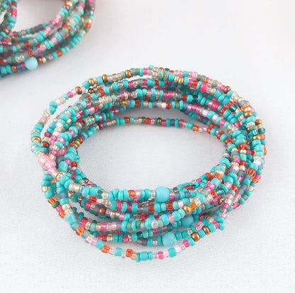 Boho Turquoise Wrap Bracelet | Summer Day Collection | Handmade Beaded Jewelry for Women