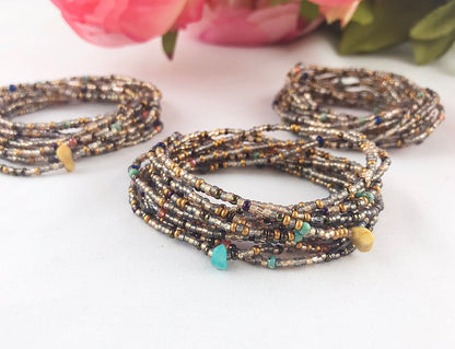 Handmade Boho Multi-Wrap Bracelet | BARCELONA Beaded Gemstone Jewelry | Ibiza-Style Versatile Accessory