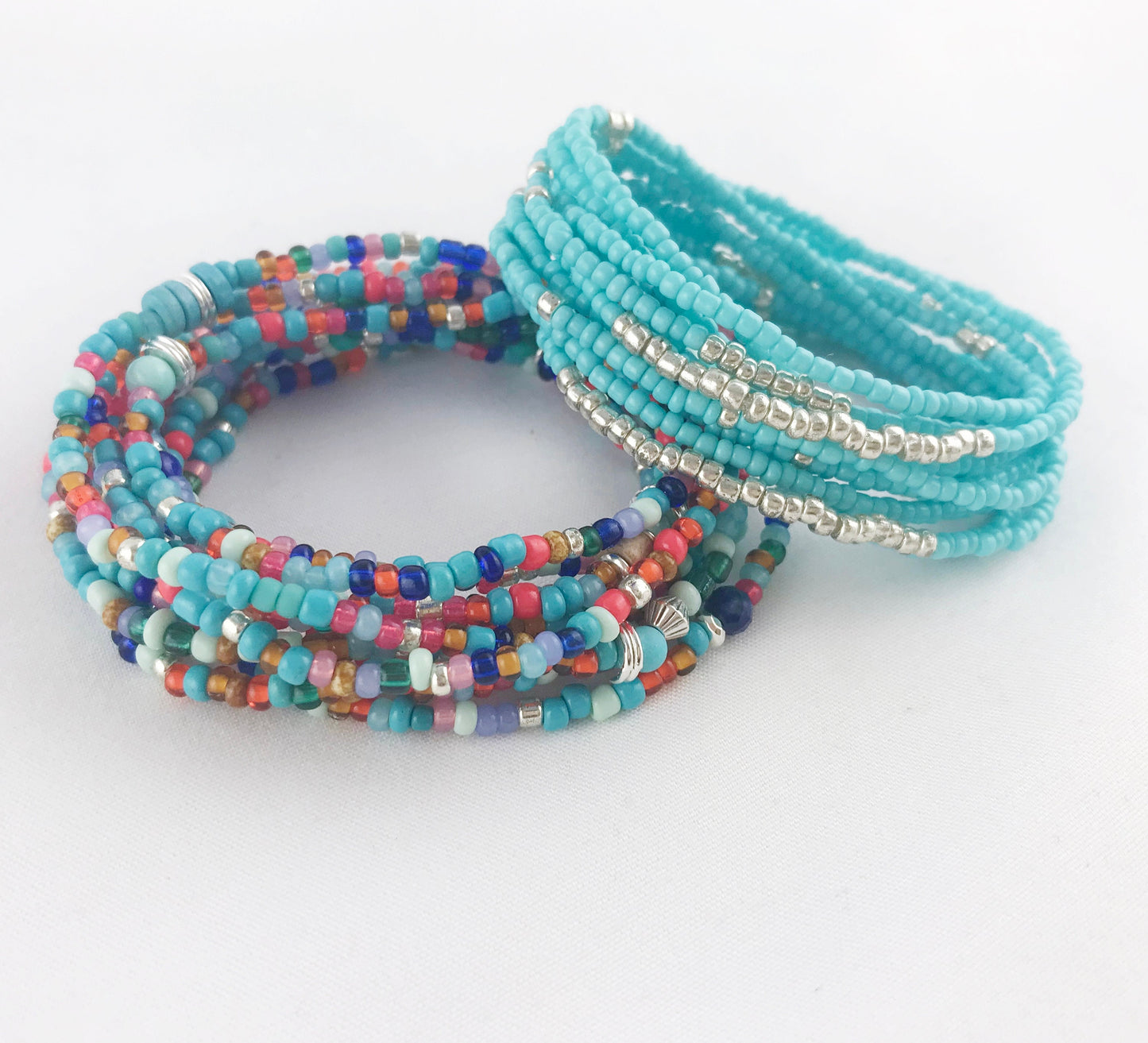 Turquoise Boho Wrap Bracelet | Beaded Ibiza Style Jewelry for Women | Multi-Functional Elastic Strand