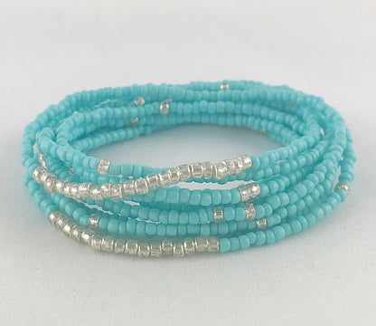 Turquoise Boho Wrap Bracelet | Beaded Ibiza Style Jewelry for Women | Multi-Functional Elastic Strand