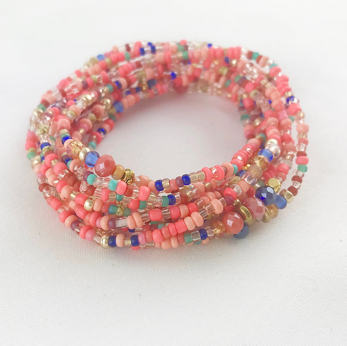 Boho Wrap Bracelet MIAMOR | Gold Coral Beaded Bracelet | Ibiza Style Jewelry for Women