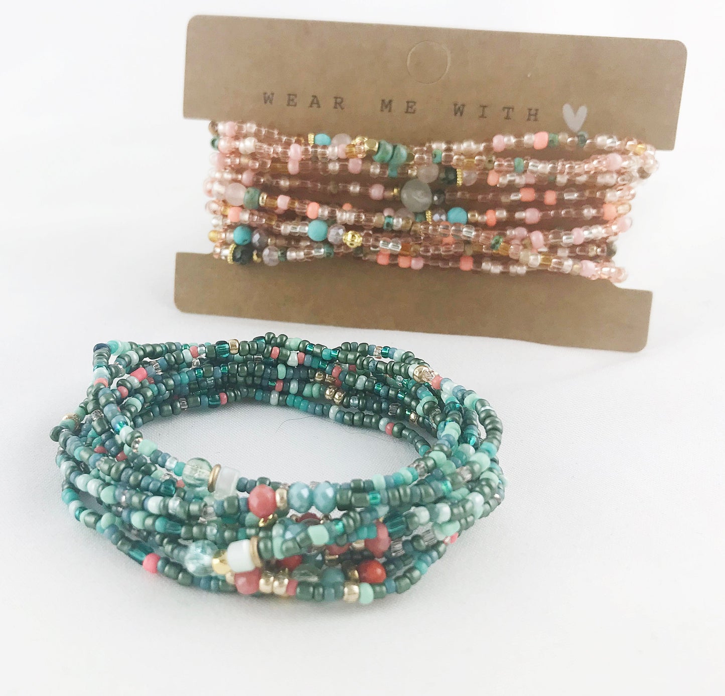 Boho Wrap Bracelet VALENCIA | Gold Aquamarine Turquoise Beaded Jewelry | Ibiza Style Women's Bohemian Accessory