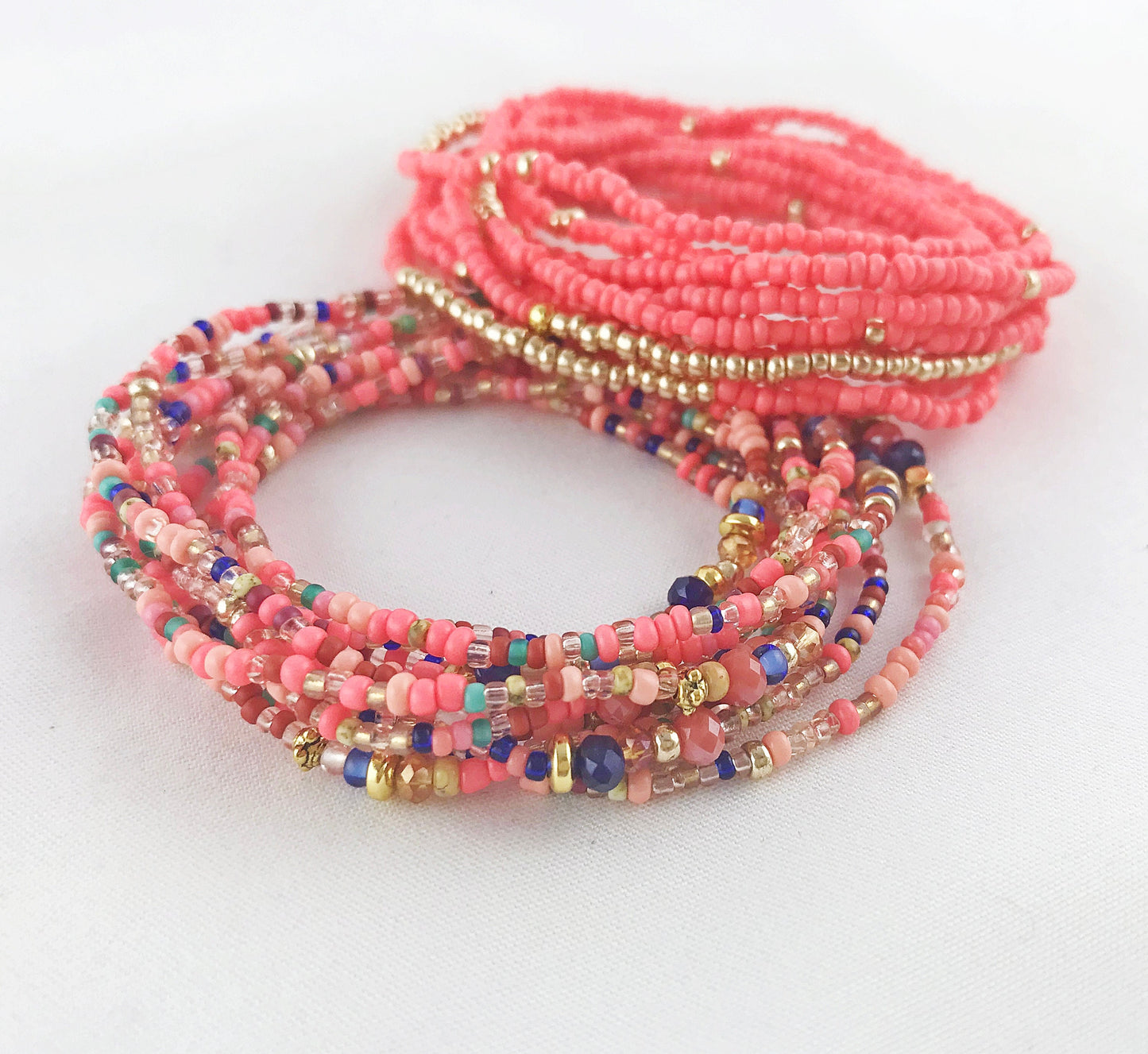 Boho Wrap Bracelet MIAMOR | Gold Coral Beaded Bracelet | Ibiza Style Jewelry for Women