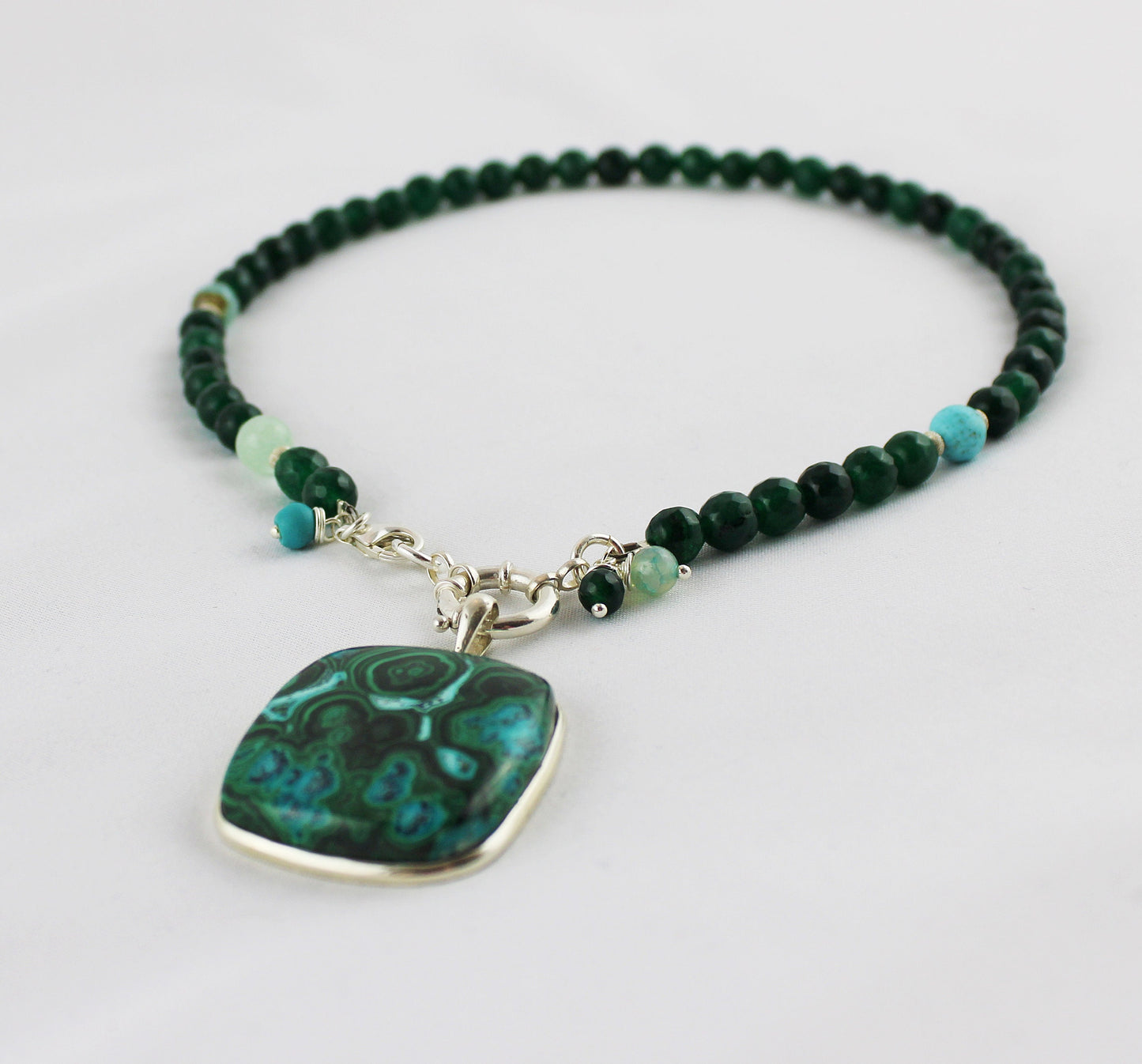 Sterling Silver Malachite Necklace | Boho Ibiza Style Jewelry | VARUNA Collection