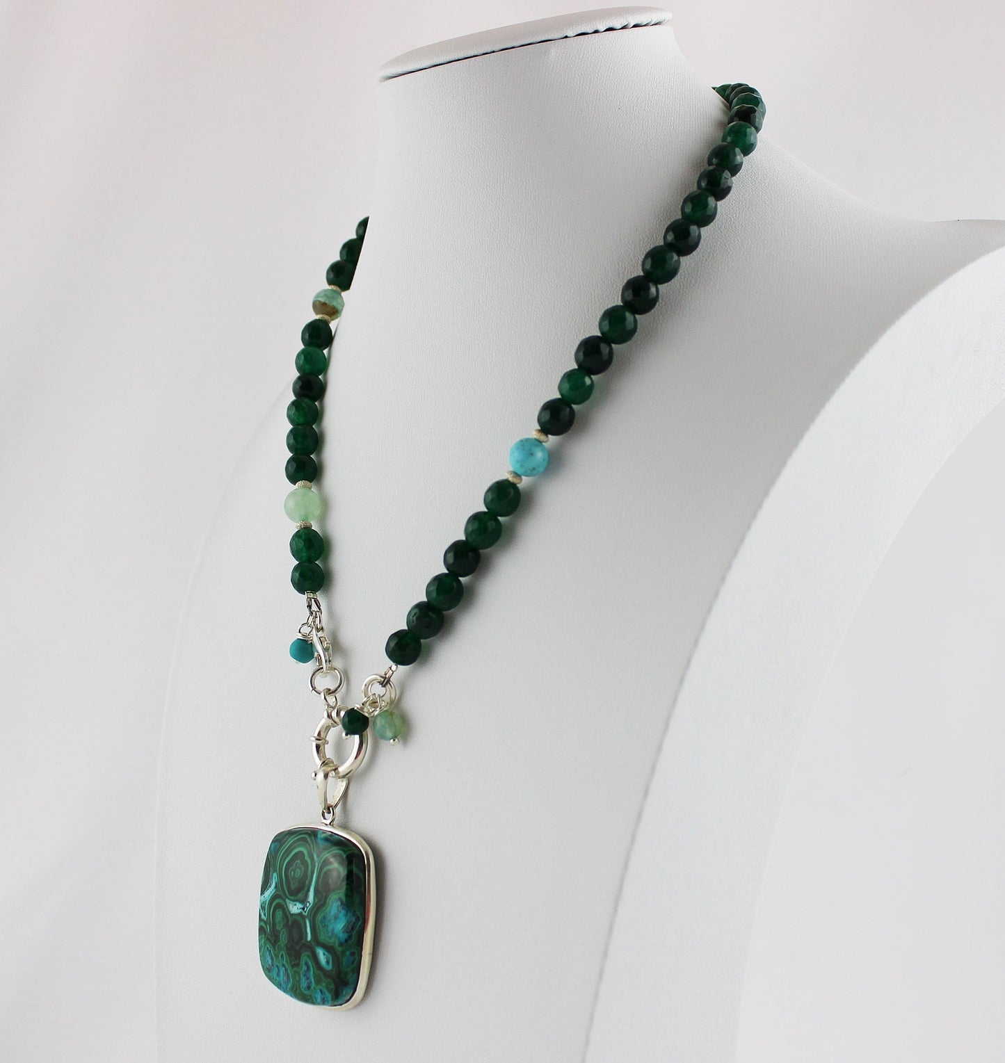 Sterling Silver Malachite Necklace | Boho Ibiza Style Jewelry | VARUNA Collection