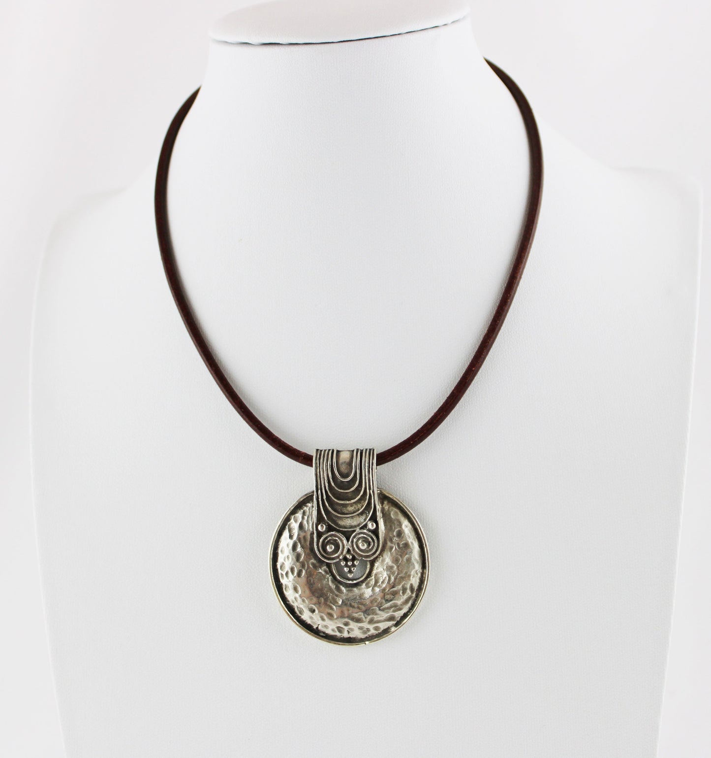 Handmade Leather Necklace MANDULIS | Men's Boho Ethnic Pendant | Ibiza Style Jewelry