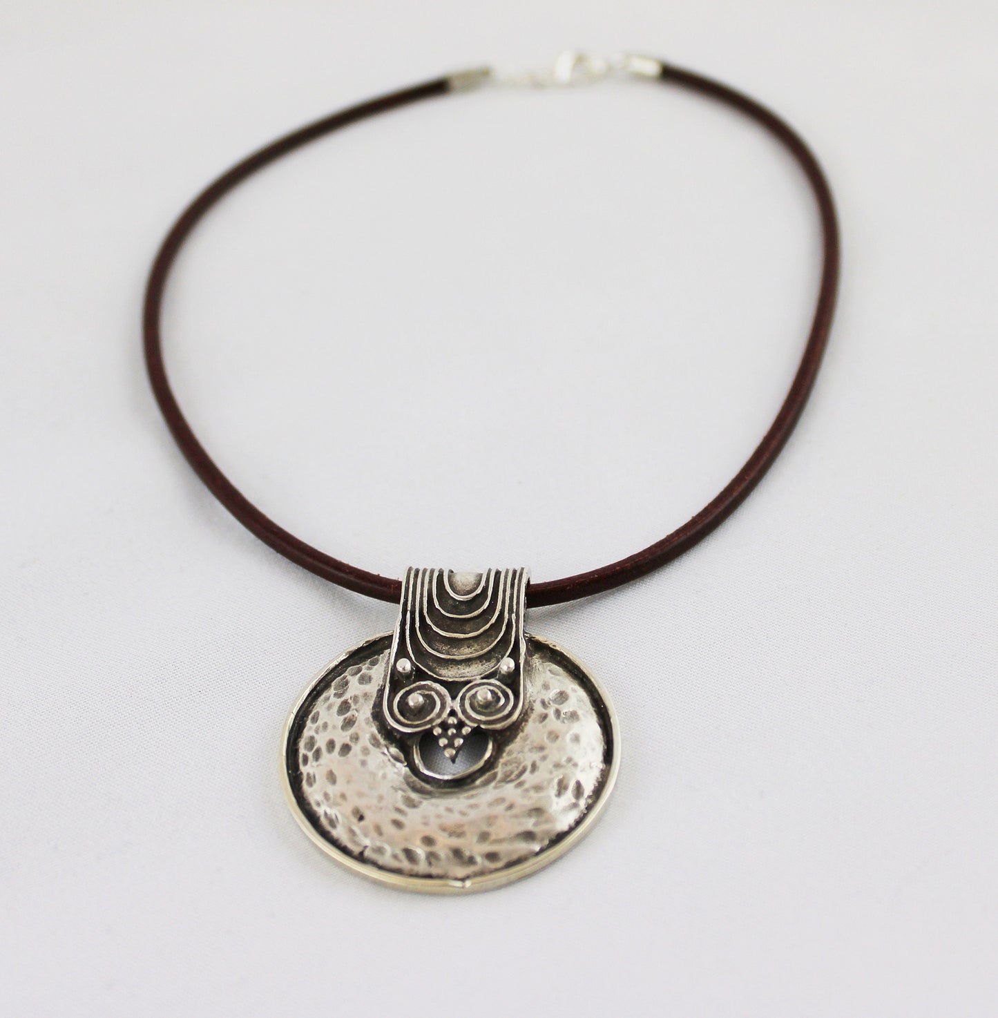 Handmade Leather Necklace MANDULIS | Men's Boho Ethnic Pendant | Ibiza Style Jewelry