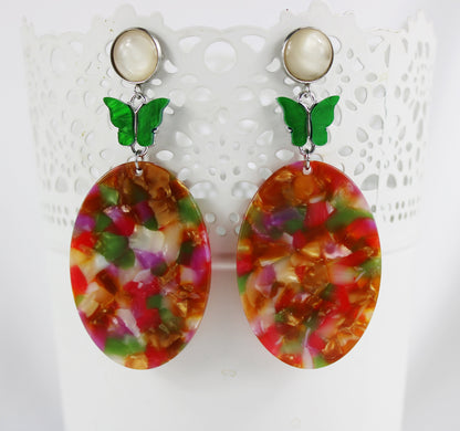 Colorful Butterfly Boho Earrings | Handmade Resin Dangle Statement Jewelry | Ibiza Style