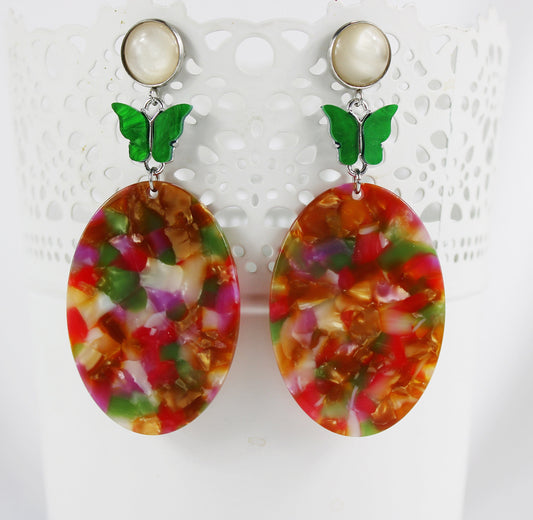 Colorful Butterfly Boho Earrings | Handmade Resin Dangle Statement Jewelry | Ibiza Style