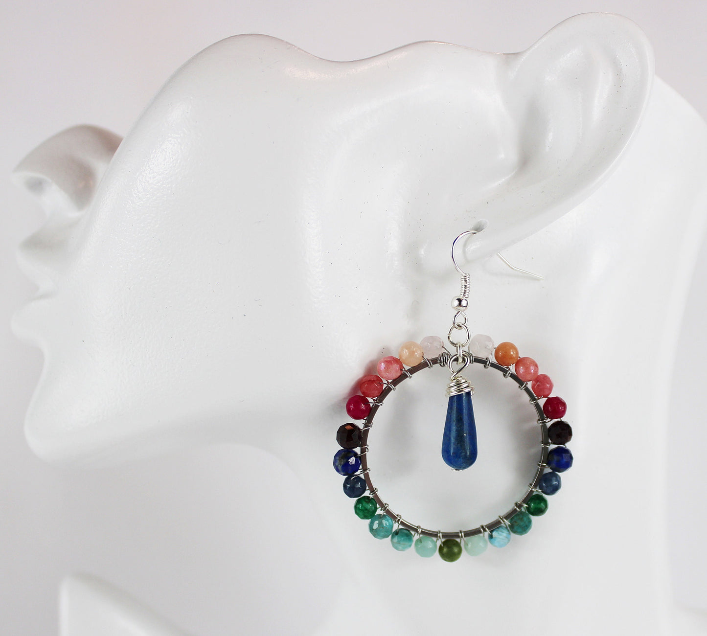 Lapis Lazuli Boho Earrings | Handcrafted Silver Gradient Gemstone Dangles | LAPIS Collection