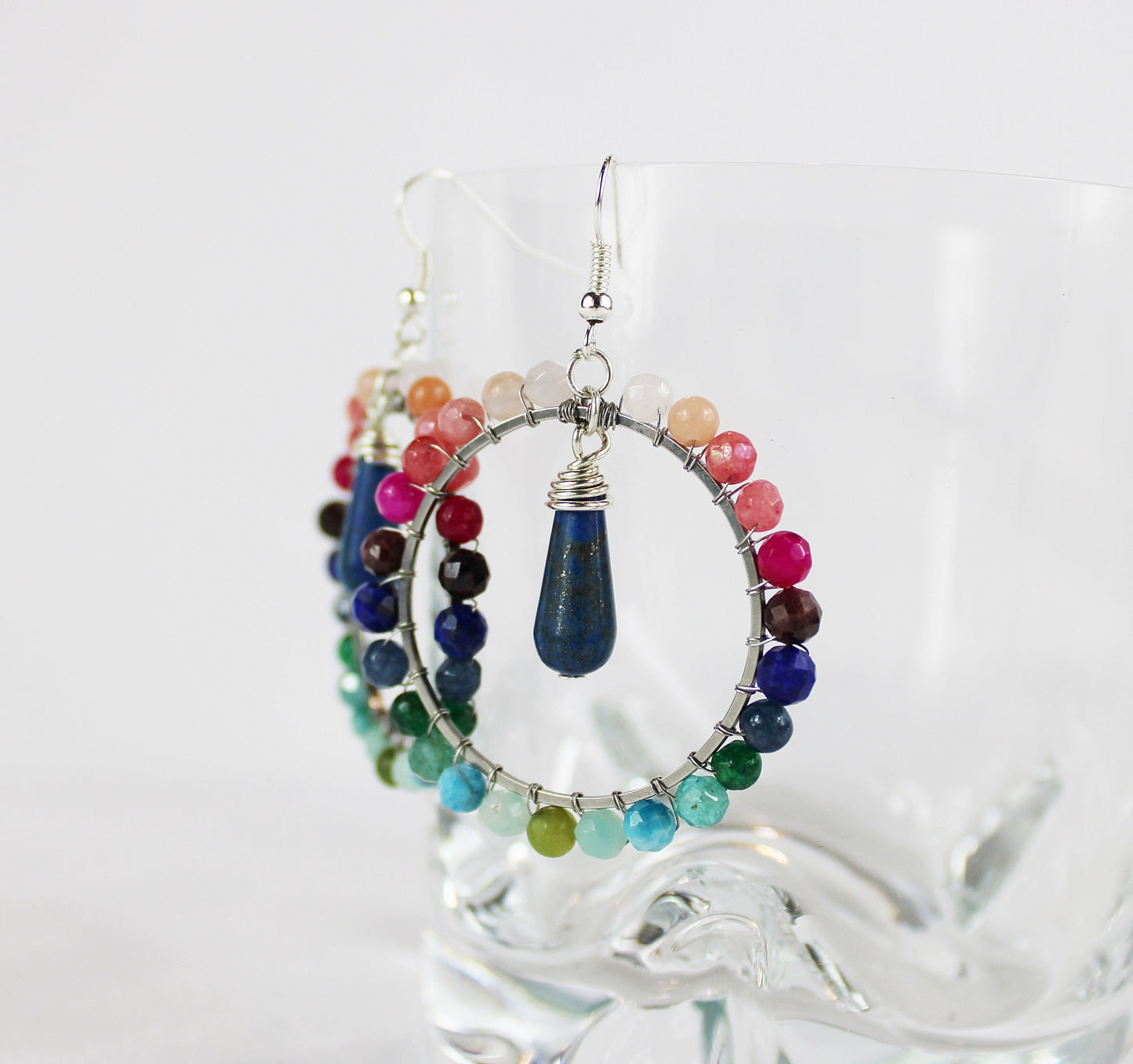 Lapis Lazuli Boho Earrings | Handcrafted Silver Gradient Gemstone Dangles | LAPIS Collection