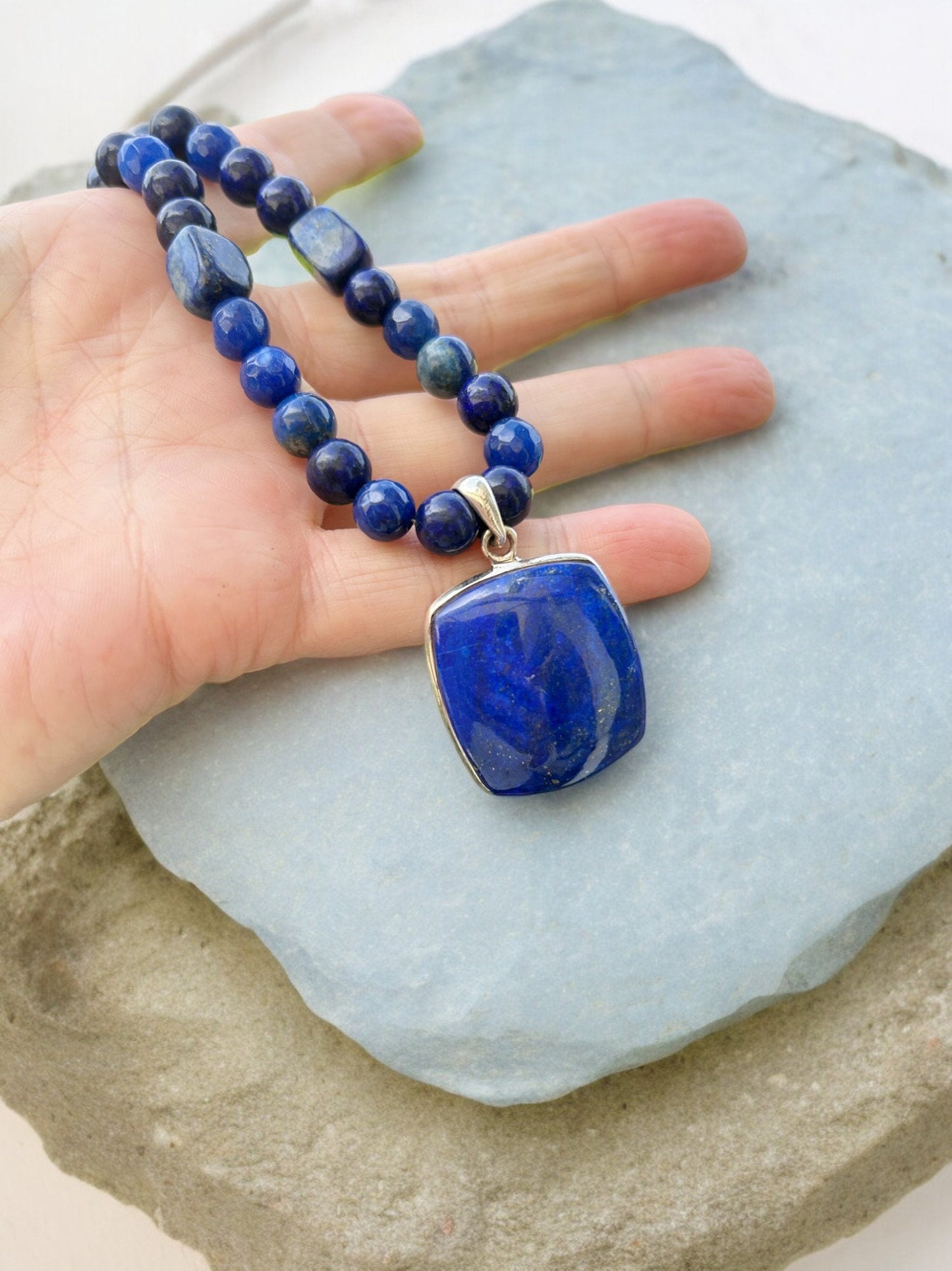 Ocean Dreams 925 Sterling Silver Lapis Lazuli Necklace | Boho Ibiza Jewelry for Women