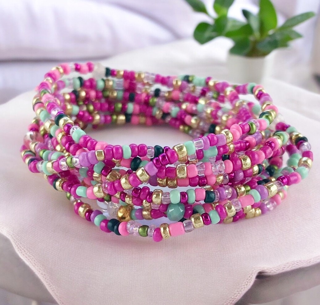 Delicate Multi-Wrap Boho Beaded Bracelet | Ibiza-Style Jewelry | 'Teatime' Collection