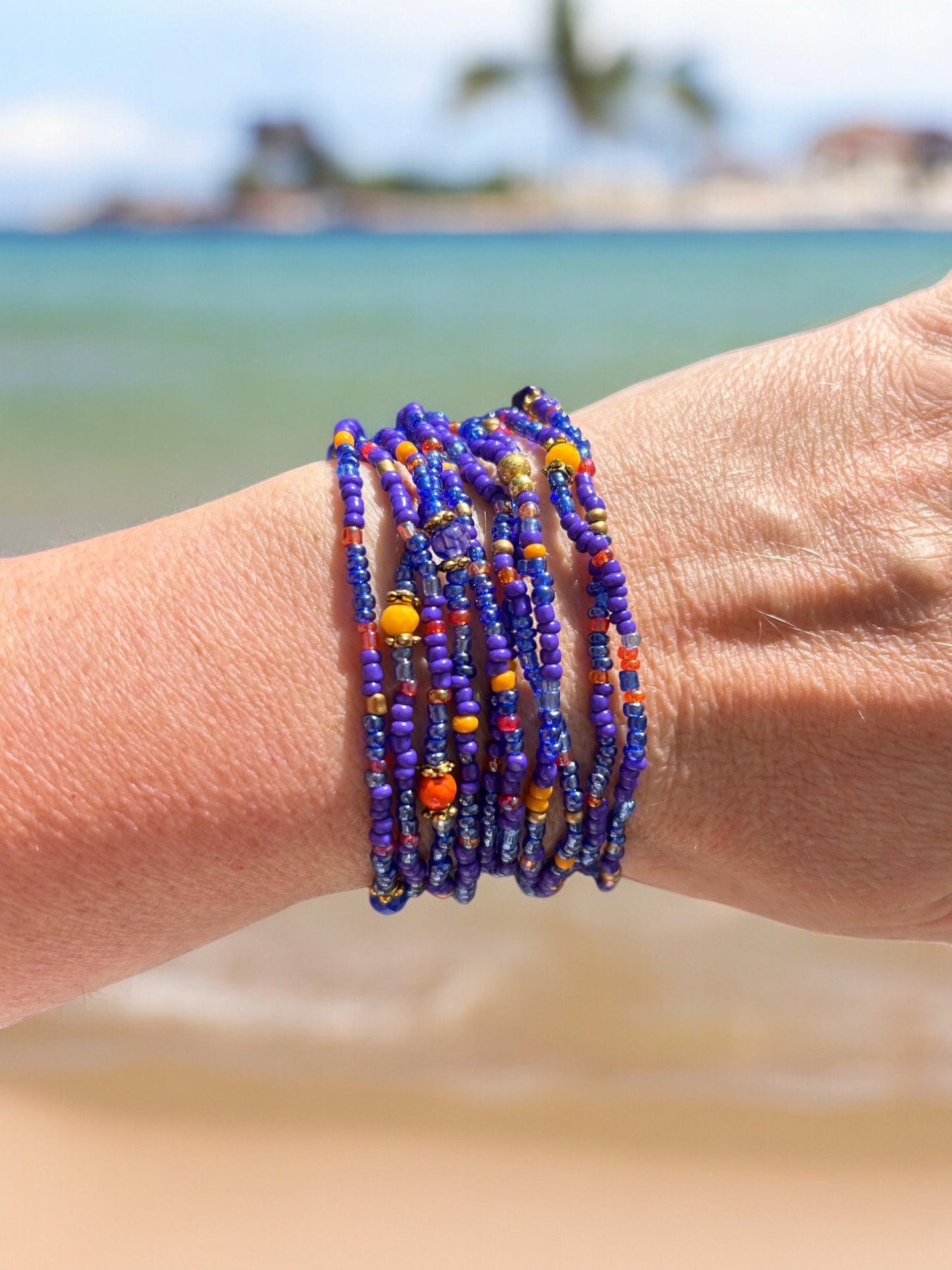 Boho Wrap Bracelet Lilac Burst | Handmade Beaded Jewelry | Bohemian Multi-Wrap Bracelet for Women