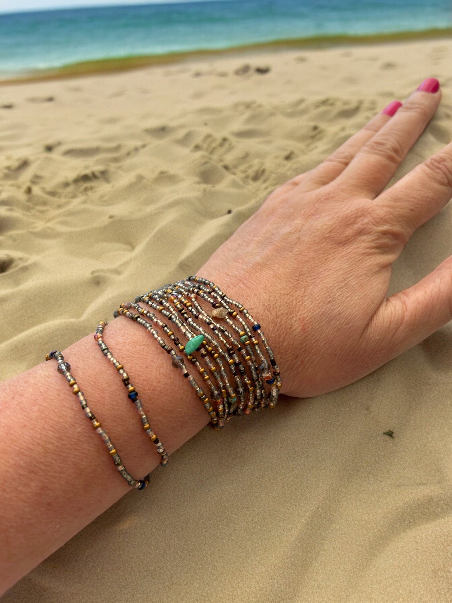 Handmade Boho Multi-Wrap Bracelet | BARCELONA Beaded Gemstone Jewelry | Ibiza-Style Versatile Accessory