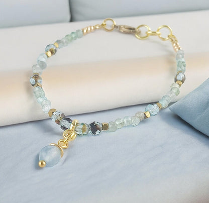 Gold Apatite Boho Bracelet | Merit Collection | Delicate Turquoise Gemstone Jewelry