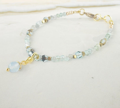 Gold Apatite Boho Bracelet | Merit Collection | Delicate Turquoise Gemstone Jewelry